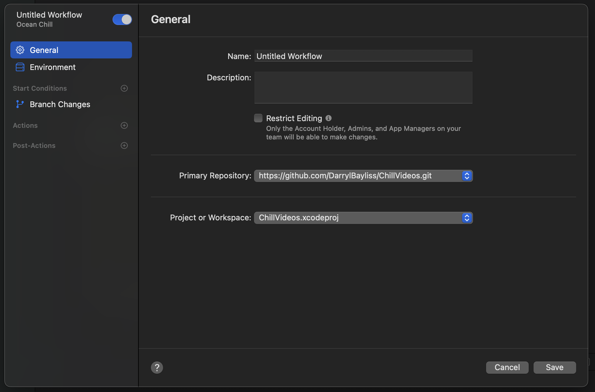 Workflow General Section